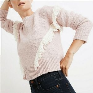 Madewell Montford Fringe Sweater Pale Pink Cream Size XS